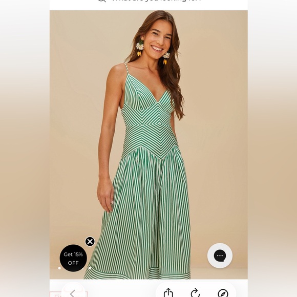 farm rio green striped dress Striped Monstera Leaf Sleeveless Midi Dress by Farm Rio